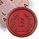 50Pcs Red Letter E Adhesive Wax Seal Stickers, Hand-Made, No Need Seal Stamp, Tear and Use Wax Stickers for Wedding Invitations, Envelopes, Christmas Gift
