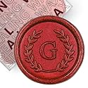 50Pcs Red Letter G Adhesive Wax Seal Stickers, Hand-Made, No Need Seal Stamp, Tear and Use Wax Stickers for Wedding Invitations, Envelopes, Christmas Gift