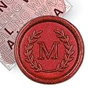50Pcs Red Letter M Adhesive Wax Seal Stickers, Hand-Made, No Need Seal Stamp, Tear and Use Wax Stickers for Wedding Invitations, Envelopes, Christmas Gift