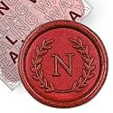 50Pcs Red Letter N Adhesive Wax Seal Stickers, Hand-Made, No Need Seal Stamp, Tear and Use Wax Stickers for Wedding Invitations, Envelopes, Christmas Gift