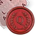 50Pcs Red Letter Q Adhesive Wax Seal Stickers, Hand-Made, No Need Seal Stamp, Tear and Use Wax Stickers for Wedding Invitations, Envelopes, Christmas Gift