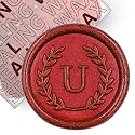 50Pcs Red Letter U Adhesive Wax Seal Stickers, Hand-Made, No Need Seal Stamp, Tear and Use Wax Stickers for Wedding Invitations, Envelopes, Christmas Gift