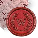 50Pcs Red Letter W Adhesive Wax Seal Stickers, Hand-Made, No Need Seal Stamp, Tear and Use Wax Stickers for Wedding Invitations, Envelopes, Christmas Gift