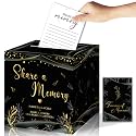 50Pcs Share a Memory Cards, Memory Box for Guest Ideas Celebration of Life Funeral Graduation Retirement Wedding Bridal Shower Birthday Anniversary, Black