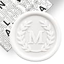 50Pcs White Letter M Adhesive Wax Seal Stickers, Hand-Made, No Need Seal Stamp, Tear and Use Wax Stickers for Wedding Invitations, Envelopes, Christmas Gift