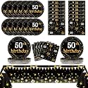 50th Birthday Party Supplies Plates Napkins Tablecloth Set Serves 24