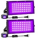 50W LED Black Lights with Switch+Plug, IP66 Waterproof, 2 Pack