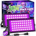 50W LED Black Light, IP66 Waterproof Halloween Lights for Glow Party 2 Pack