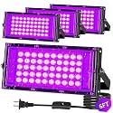 4 Pack 50W LED Black Light for Glow Party, Waterproof Blacklight Halloween