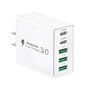 50W USB C Wall Charger, 5-Port Fast Charging Block, USB C Wall Plug Type C Power Adapter Multiport Brick Portable USB C Block for iPhone 15/14/13/12 Pro Max for Switch/Air, iPad, Galaxy, Tablet.