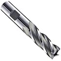 5110027 High Speed Steel (HSS) Square Nose End Mill, Inch, Weldon Shank, Uncoated (Bright) Finish, Roughing Cut, Non-Center Cutting, 6 Flutes, 4" Overall Length, 1.1250" Cutting Diameter, 3/4" Shank Diameter