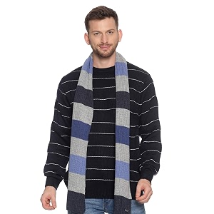 513 men acrylic woolen striped design casual warm winter wear muffler scarf stolemen103_p