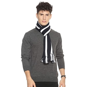 513 men acrylic woolen striped design casual warm winter wear muffler scarf stole