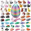 51PCS Mini 3D Printed Animals, Articulated Fidget Toys Animal Figures Pink Axolotl Surprise, Twist-Lock Storage Egg, Animal Collectibles,Classroom Rewards,Desk Pets