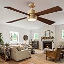 52 Inch Gold Ceiling Fans with Lights and Remote/APP, Modern Sleek Bronze Ceiling Fan, ETL Listed, Indoor Outdoor Smart Ceiling Fan for Bedroom Living Room Patio, 3CCT, 6 Speeds