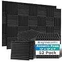 52 Pack Acoustic Foam Panels, 1 X 12 X 12 Inches Sound Proof Foam Panels for Walls, High Density Acoustic Panels Sound Absorbing, Black Noise Cancelling Studio Wedges (NOT Include Adhesive)