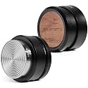 53.3mm Espresso Palm Tamper - Coffee Hand Tamper with Stainless Steel Ripple Base, Premium Walnut Wood Handle Lid, Slow Rebound Tamper Tool Fits 54mm Breville Bottomless Portafilters, Black