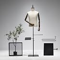 53-76inch Male Mannequin Torso with Wooden Arms Metal Stand, Height Adjustable Dress Form Male with Detachable Trousers Rack and Shoe Holder, Pinnable Torso Display for Clothing Retail Sewing Shop