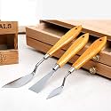 53ARTS 3 Pcs Stainless Steel Artists Palette Knife Set,Spatula Palette Knife Painting Mixing Scraper,Thin and Flexible Art Tools for Oil Painting, Acrylic Mixing, Etc.