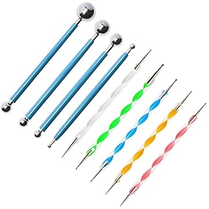 53 arts 4pcs ball embossing stylus dotting tool with fine 5pcs metal modelling pen for mandala artclay pottery ceramicnail artornament diy craft supplies in different sizesset of 9multicolor