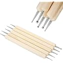 53ARTS 5Pcs Wooden Embossing Stylus Dotting Tool Kit with Metal Modelling Ball Pen for Mandala Art, Clay Pottery Ceramic, Nail Art, Ornaments DIY Craft Supplies in Different Sizes