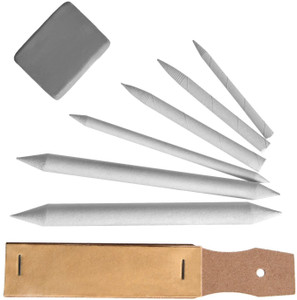 53 arts paper blending stump set with sand paper  kneadable art eraser