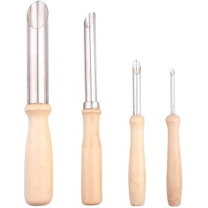 53arts round holecircle cutter 4 pcs stainless steel clay tools for drilling and sculpture pottery tools with wooden handle