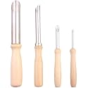 53ARTS Round Hole/Circle Cutter, 4 PCS Stainless Steel Clay Tools for Drilling and Sculpture, Pottery Tools with Wooden Handle