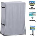 53 Inch Outdoor Waterproof TV Trolley Cover,Heavy Duty 600D Rolling TV Stand Cover with Zipper for 50-55 Inch TV,Easy to Ioad and Unload,53" Lx15 Wx55 H,Grey
