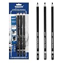 BLACK CHARCOAL PENCIL SET FOR DRAWING, 1 PC OF SAND PAPER FOR ARTISTS &amp; 1 PC OF KNEADABLE ERASER COMBO SKETCHING KIT FOR ARTISTS