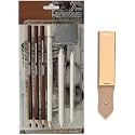 Black & White Charcoal Pencil Kit with Blending Stumps and Kneadable Eraser and Sandpaper for Artists Students (Sketching Kit)