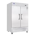54" Commercial Refrigerator with 2 Solid Doors&amp;8 Shelves, 49 Cu.ft Reach-in Stainless Steel Refrigerator, Fan Cooling Refrigerator for Restaurant, Bar, Home, Shop, and Business