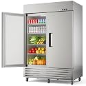 Mojgar 54" W Commercial Refrigerator,52 Cu.ft Industrial Refrigerator,All Stainless Steel Design,8 Adjustable Shelves,Pure Copper Compressor,Built-in LED Light