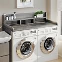 54" Washer Dryer Countertop –Double Layer Organizer for Washer and Dryer, Waterproof Surface &amp; Non-Slip Design (Gray+White Matte)