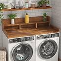 54" Washer Dryer Countertop –Double Layer Organizer for Washer and Dryer, Waterproof Surface &amp; Non-Slip Design (Walnut)