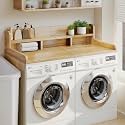 54" Washer Dryer Countertop –Double Layer Organizer for Washer and Dryer, Waterproof Surface & Non-Slip Design (Natural Wood)