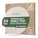 54 inch Round 1/4" Thick Pencil Polished Edge Clear Glass Table Top with 6 Bumpers - Tempered, Scratch Resistant &amp; Safety Replacement Glass for Dining, Coffee, Patio &amp; End Tables