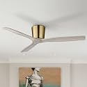 54” Modern Ceiling Fan with 3 Solid Wood Blades, Gold Plated Finish, Quiet Reversible DC Motor, Remote Control, Low-Profile Mount, 6 Speeds, Timer &amp; Memory Function, ETL Certified