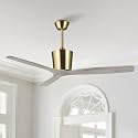 54” Modern Ceiling Fan with Downrod, Gold Plated Finish, Solid Wood Blades, Quiet 6-Speed DC Motor, Reversible Airflow, Remote Control, Timer &amp; Memory Function, ETL Listed