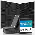 54 Pack Acoustic Foam Wall Panels, 12 x 12 x 1 in