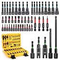 54-Pc Impact Magnetic Nut Driver Set, 1/4" Hex Bits Sockets SAE/Metric