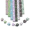 540 Sheets Origami Stars Paper Strips DIY Hand Crafts Four-Leaf Clover Lucky Colorful Star 8 different styles Decoration Folding Paper for Arts Crafting Supplies, School Teaching, DIY Projects (A)