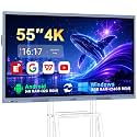 55" Smart Board, 8 + 256 GB Digital Interactive Whiteboard Display Built-in Windows10 &amp; Android 11 Dual System with 4K Touchscreen, Electronic Smartboard for Classroom Office Home (Board Only)​