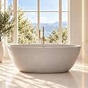 55" Stone Resin Free Standing Tub, Small Bathtub for Bathroom