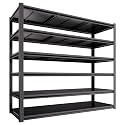 Extra Large 84" Hx 55.12" Wide x 24" D Adjustable Industrial Metal/Steel 6-Shelf-Storage-Rack Heave Duty Utility Tall Garage/Warehouse Shelving Shelves Unit/System for Bin/Shed, Black