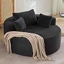 553939Oversized Round Boneless Chaise Lounge ChairCorduroy Modern