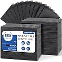 550 Pack Disposable Dental Bibs 13"x18", 3-Ply Waterproof Tattoo Bibs Sheet for Nail Salon, Dental Clinic, Feeding, Tattoo Shop (Black)