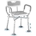 550lb Adjustable Shower Chair with Arms, Back and Suction Cup Feet