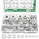 550PCS Flat Washers Assortment, 304 SS, 12 SAE Sizes, 2#-1/2"