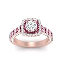 55Carat Choose Your Gemstone Double Band Square Halo Diamond CZ Ring 18K Rose Gold Plated Round Shape Halo Engagement Rings Everyday Jewelry Wedding Jewelry Handmade Gifts for Wife US Size 4 to 12